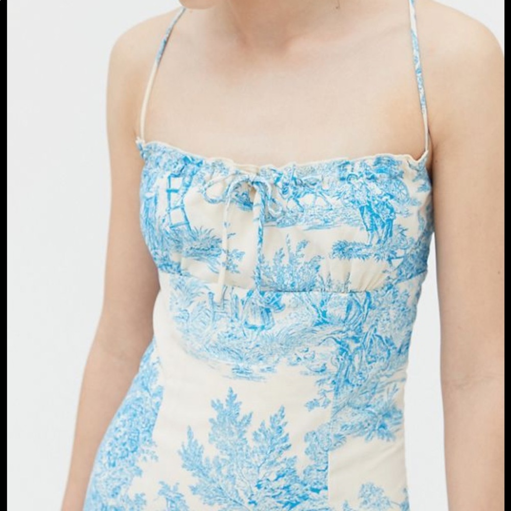 UO April tie back slip dress in blue ISO